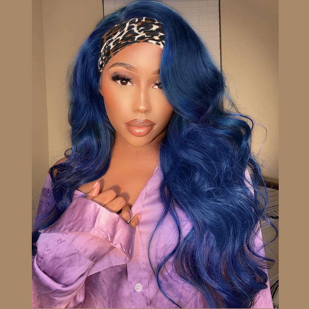blue headband wig